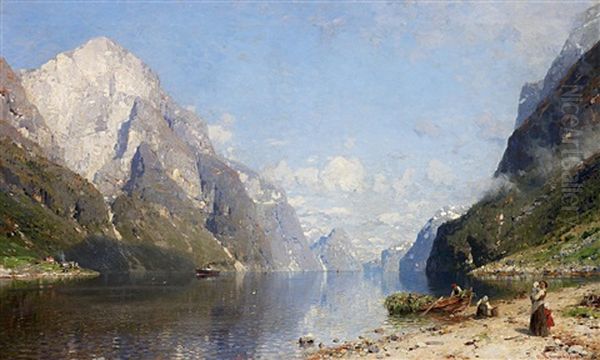 Sommer Am Fjord Oil Painting by Georg Anton Rasmussen