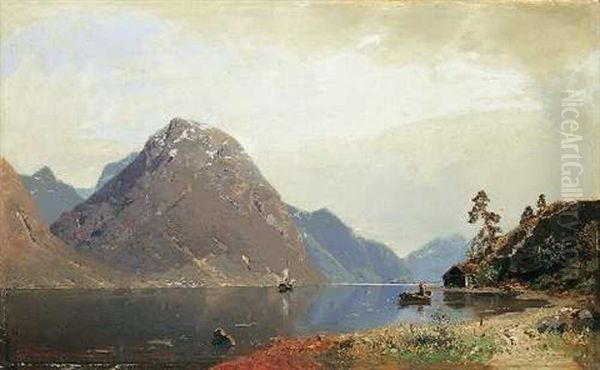 Fjordlandschaft Oil Painting by Georg Anton Rasmussen