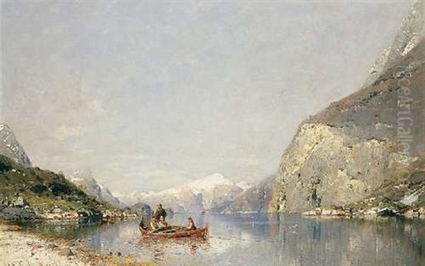 Fruhling Im Sognefjord Oil Painting by Georg Anton Rasmussen