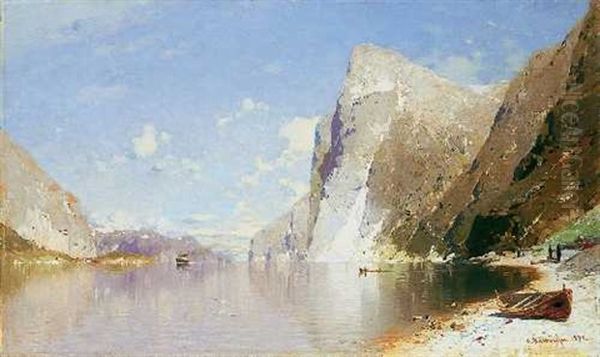 Sommertag Am Sognefjord Oil Painting by Georg Anton Rasmussen