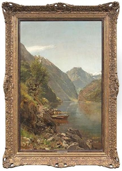 Sommerliche Fjordlandschaft Oil Painting by Georg Anton Rasmussen