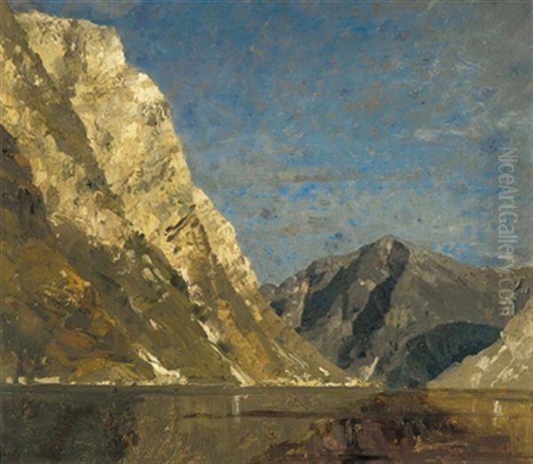 Fjordlandschaft Oil Painting by Georg Anton Rasmussen