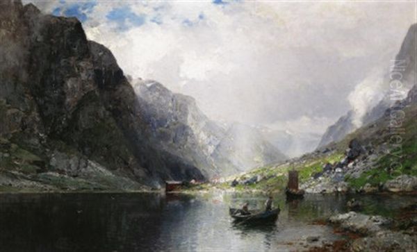 Norwegischer Fjord. Sommer Oil Painting by Georg Anton Rasmussen