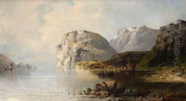 Fjordlandschaft Oil Painting by Georg Anton Rasmussen