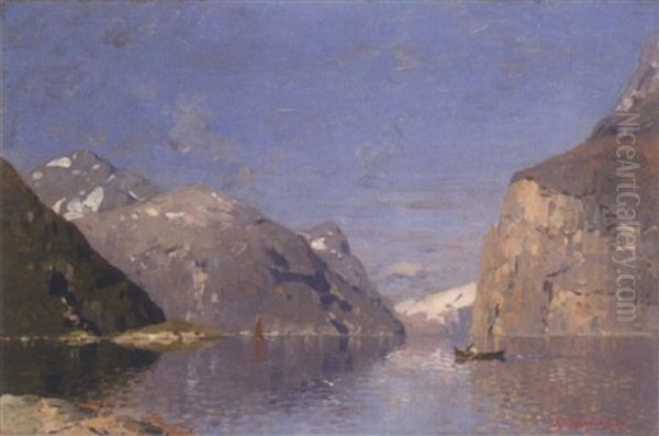 Norwegische Landschaft Oil Painting by Georg Anton Rasmussen