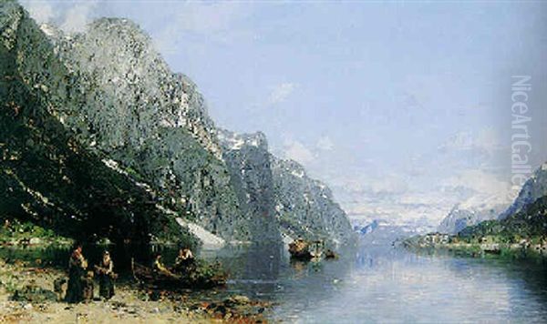 The Sognefjord Oil Painting by Georg Anton Rasmussen