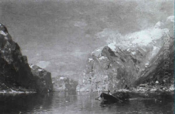 Sommertag In Einem Norwegischen Fjord Oil Painting by Georg Anton Rasmussen