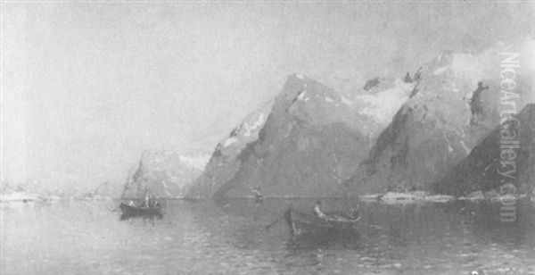 Norwegischer Fjord Oil Painting by Georg Anton Rasmussen