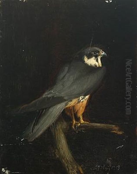 Eurasian Hobby Oil Painting by Niels Peter Rasmussen