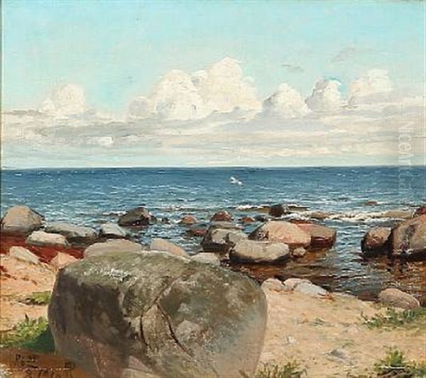 Coastal Scene At Ro, Bornholm Island Oil Painting by Niels Peter Rasmussen