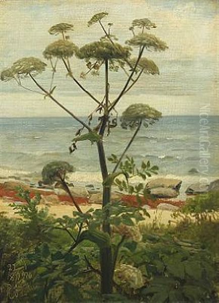 Landscape With View Over The Sea Oil Painting by Niels Peter Rasmussen