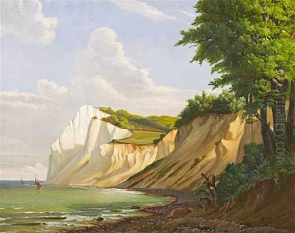 Scenery From Moens Klint Oil Painting by Niels Peter Rasmussen