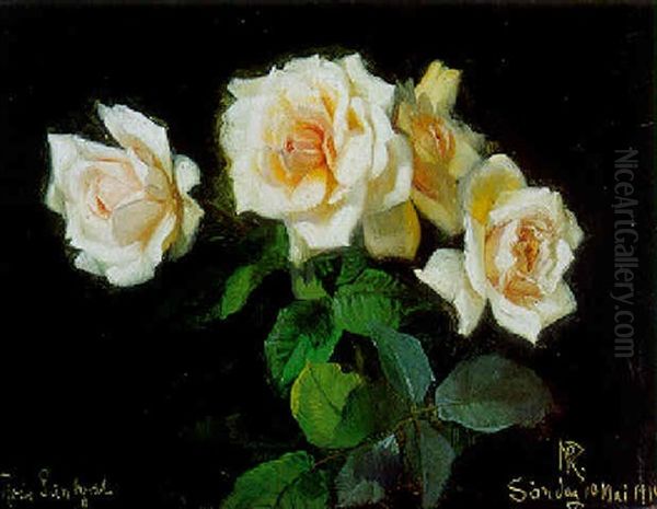 Rose Sunlight Oil Painting by Niels Peter Rasmussen