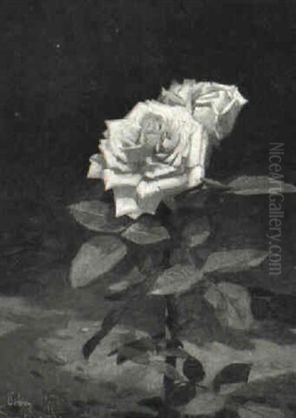 Voksende Lyser+de Rose Oil Painting by Niels Peter Rasmussen