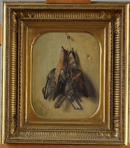 Pinson Et Aigrette Suspendus Oil Painting by Benjamin Fils Raspail