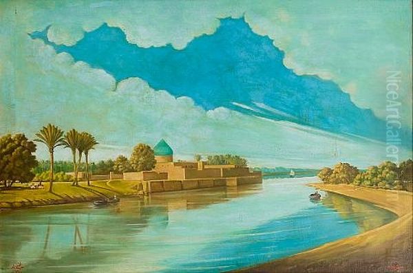 River Scene On The Banks Of The Tigris by Abdul Qadir al Rassam