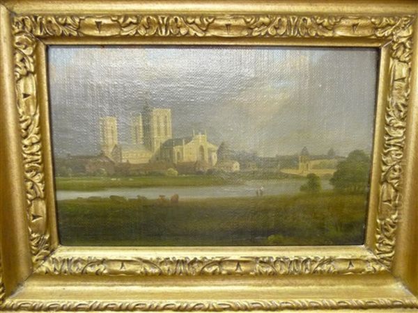 York Minster From The Ouse Oil Painting by John Rathbone