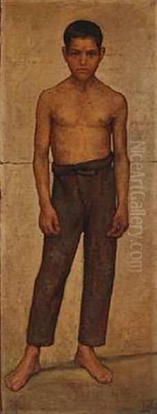 A Standing Spanish Boy Oil Painting by Svend Rathsack