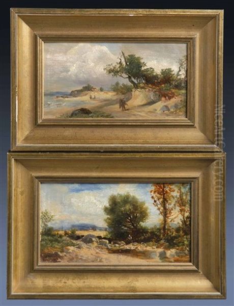 Kleine Landschaftsstudien (pair) Oil Painting by Leonhard Ratschiller