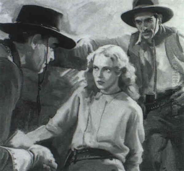 Woman Surrounded By Cowboys by Walter G. Ratterman