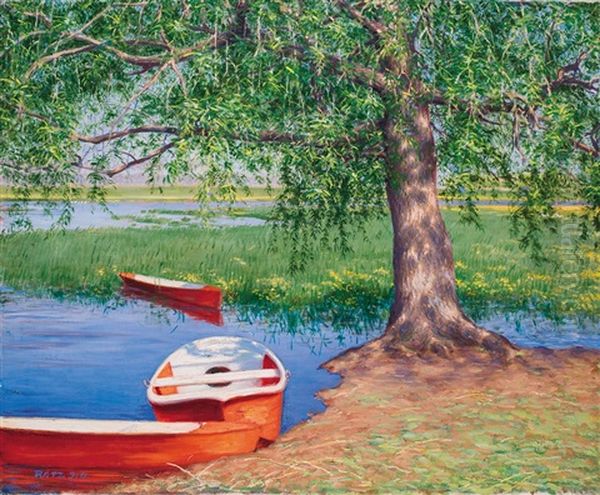 Spring (idyl By The Lake) Oil Painting by Peter Ratz