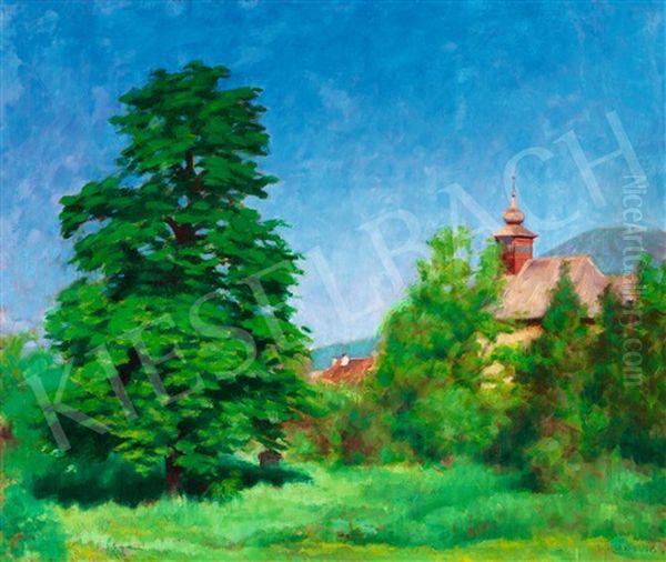 Blue Sky In Nagybanya Oil Painting by Peter Ratz