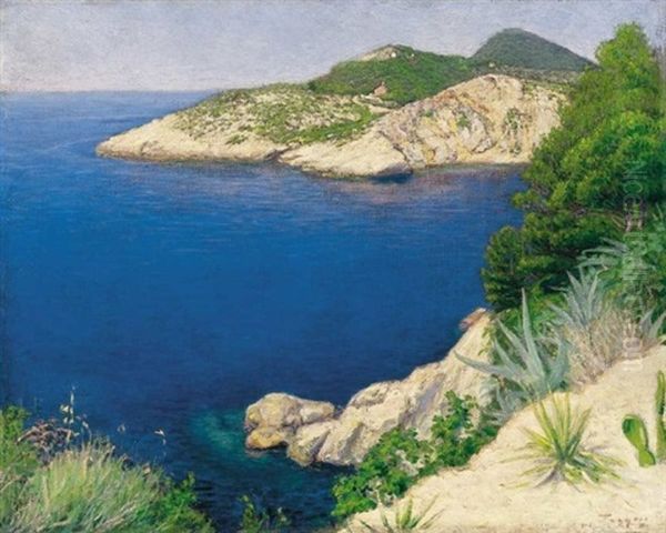 Mediterran Tengerpart (mediterranean Seaside) Oil Painting by Peter Ratz