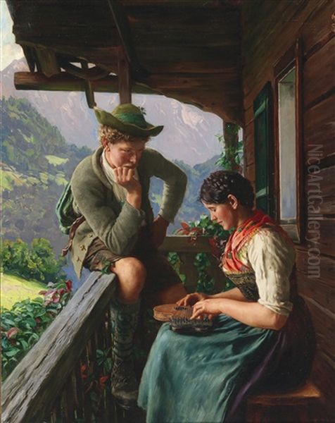 A Serenade Oil Painting by Emil Rau