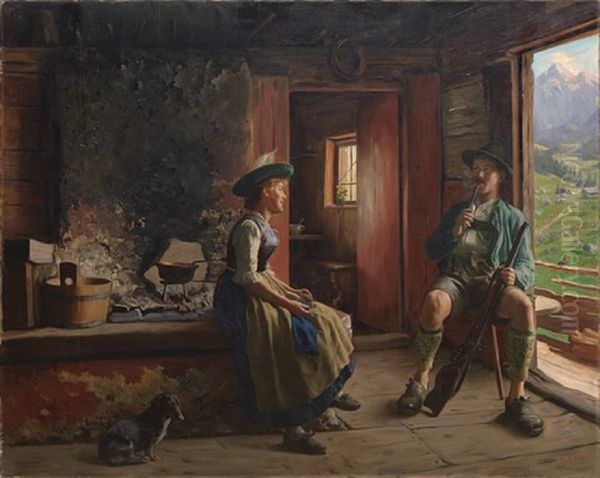 Et Mote Oil Painting by Emil Rau