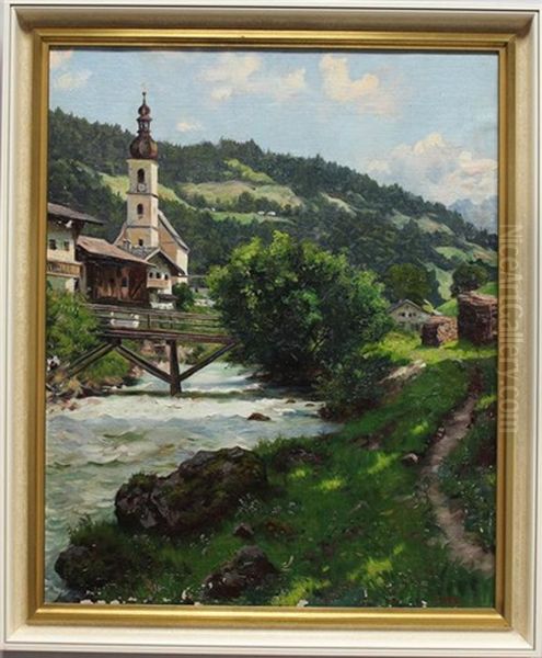 Suddeutsche Landschaft Mit Wallfahrtskirche Oil Painting by Emil Rau