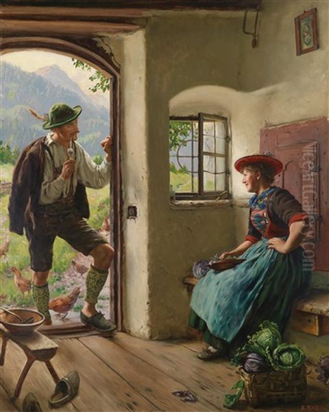 Tandelei Auf Der Alm Oil Painting by Emil Rau