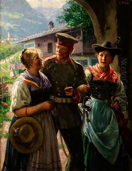 Heimkehr Des Jungen Soldaten Im Bayerischen Oberland Oil Painting by Emil Rau