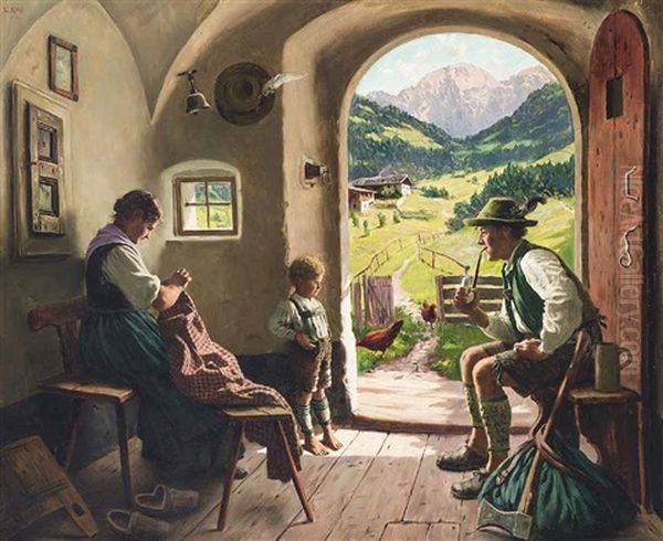 Feierabend Oil Painting by Emil Rau