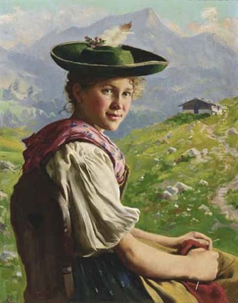 Bauerndirndl Oil Painting by Emil Rau