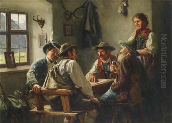 Neueste Nachrichten Oil Painting by Emil Rau