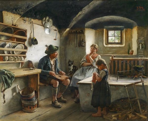 Der Zitherspieler Oil Painting by Emil Rau