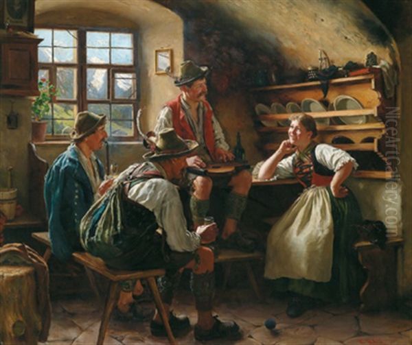 Unterhaltung In Der Stube Oil Painting by Emil Rau