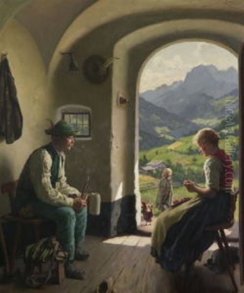 Feierabend Oil Painting by Emil Rau