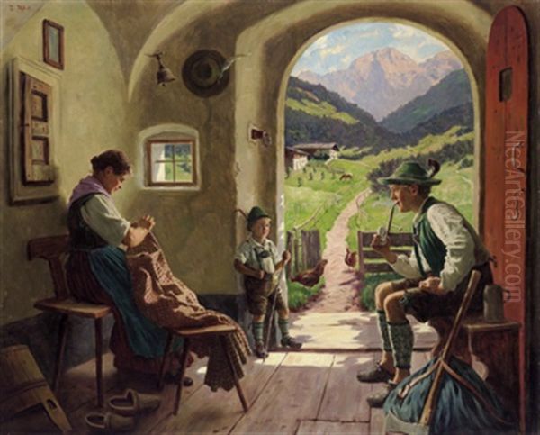 Bergbauern Oil Painting by Emil Rau