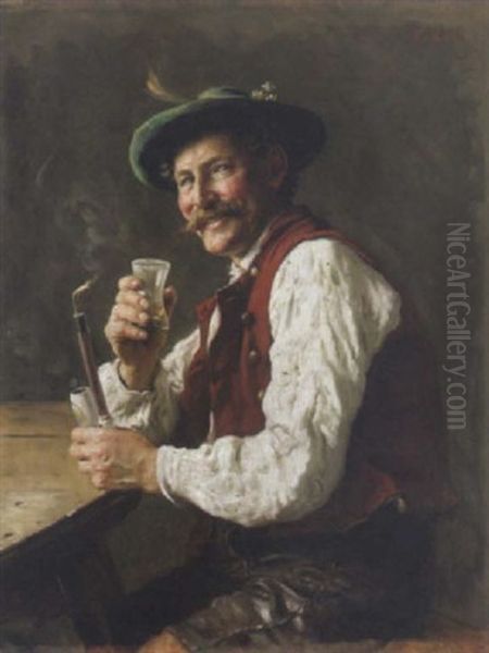 Ein Guter Schluck Oil Painting by Emil Rau