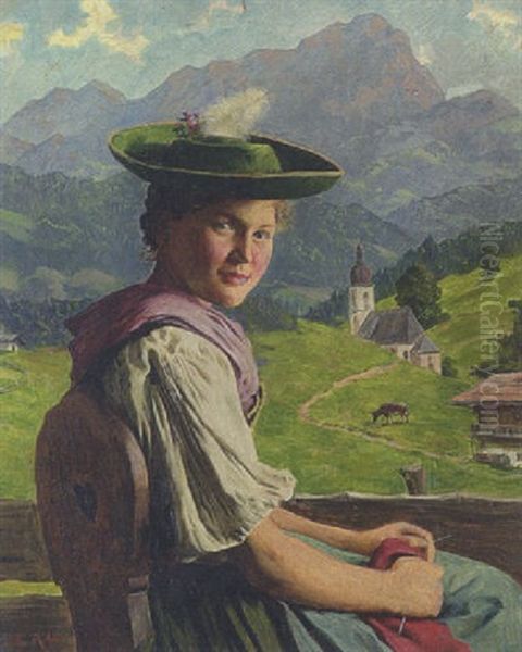 Dirndl Mit Strickzeug by Emil Rau