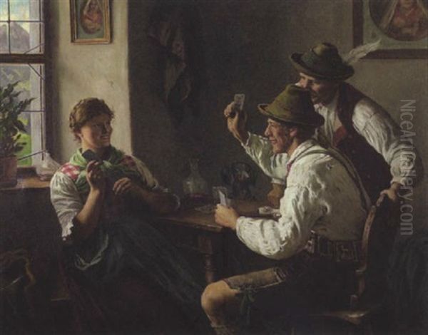 Gluck Im Spiel Oder Gluck In Der Liebe Oil Painting by Emil Rau