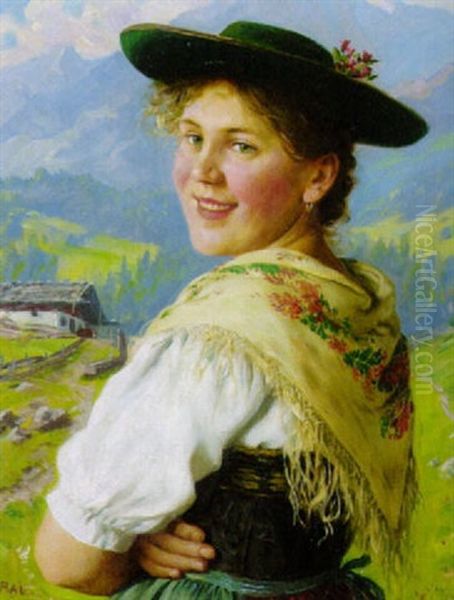 Bayerisches Dirndl Oil Painting by Emil Rau