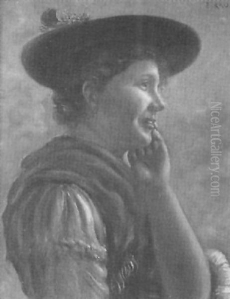 Madchen In Tracht Oil Painting by Emil Rau