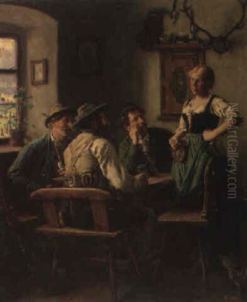 In The Tavern Oil Painting by Emil Rau