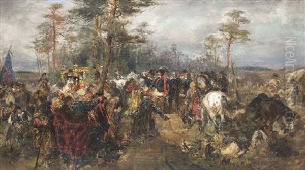 Negotiation On The Field Oil Painting by Wilhelm Karl Raeuber