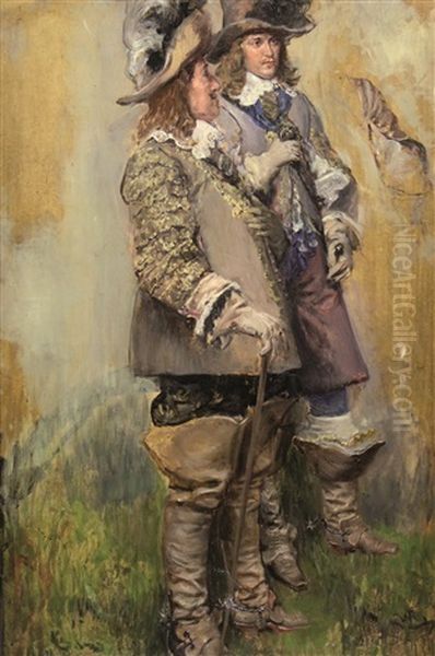 Zwei Musketiere Oil Painting by Wilhelm Karl Raeuber