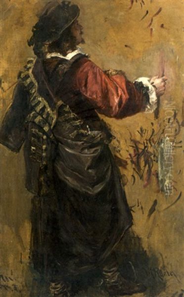 Stehender Landsknecht Oil Painting by Wilhelm Karl Raeuber