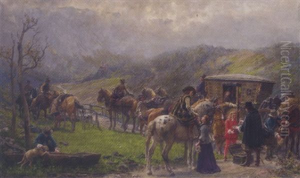 Rast Auf Reisen: A Pause From The Journey Oil Painting by Wilhelm Karl Raeuber