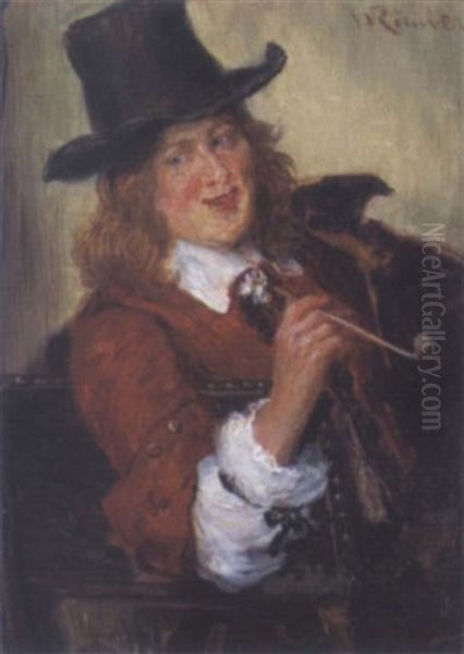 Ein Kavallier Mit Meerschaumpfeife Oil Painting by Wilhelm Karl Raeuber